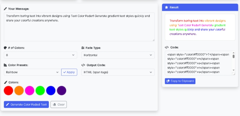 Text Color Fader Interface